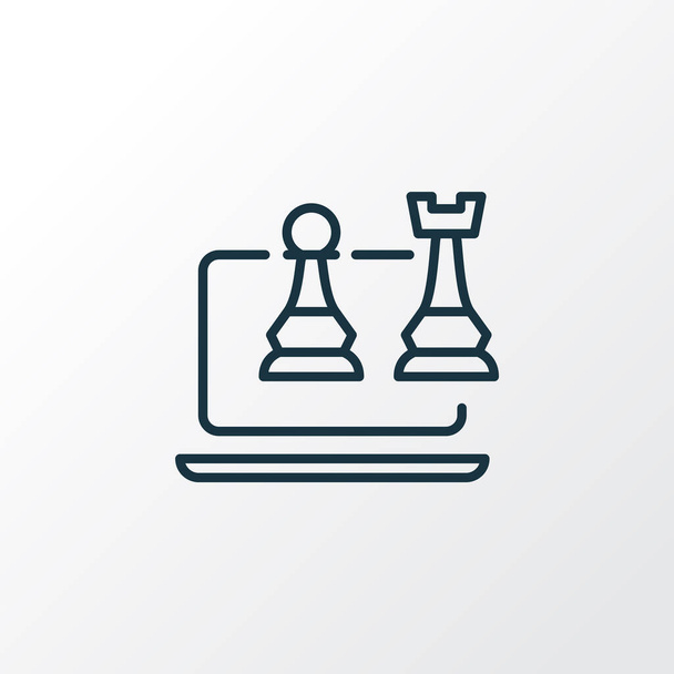 Online chess icon line symbol. Premium quality isolated laptop element in trendy style. - Vector, Image