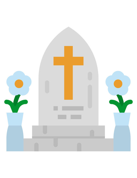 могильна ікона в плоскому стилі ізольована на білому тлі. символ релігії Векторні ілюстрації
. - Вектор, зображення