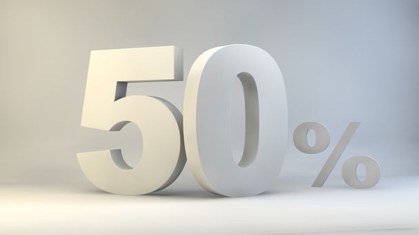 White fifty percent off. Discount. - Photo, Image