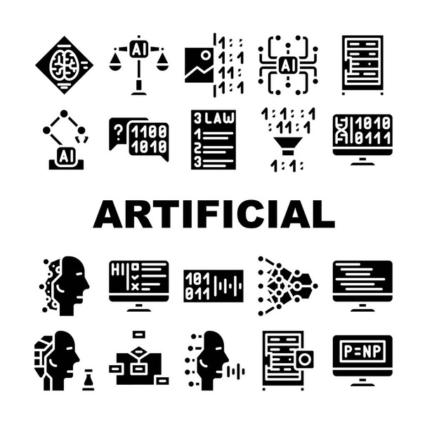 Artificial Intelligence System Icons Set isolated illustration - Vector, Image