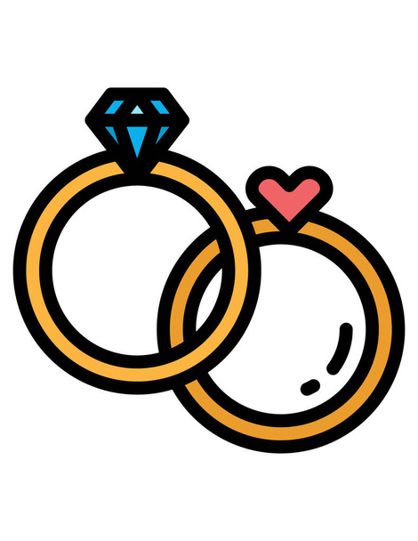 dos anillos de diamantes sobre un fondo blanco - Vector, imagen
