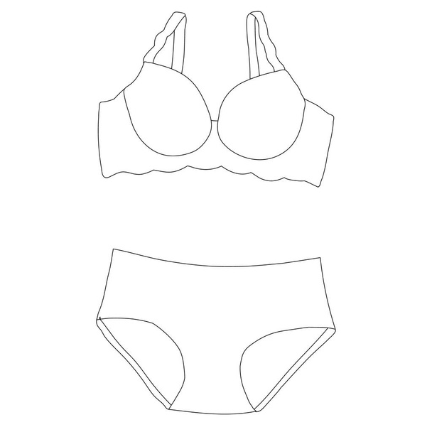vector, isolated, contours of lingerie, underpants and bra - Vecteur, image
