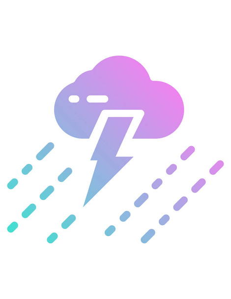 thunderstorm vector icon. style is bicolor flat symbol, soft blue colors, rounded angles, white background - Vector, Image