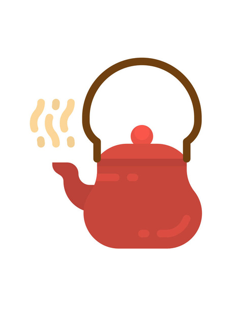 ティーポットとカップのアイコン。ウェブのための熱いお茶のベクトルのアイコンの簡単なイラスト - ベクター画像