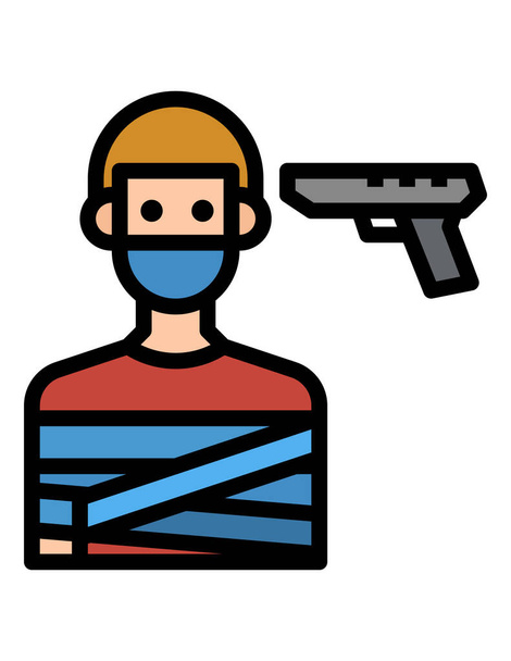 hand holding a pistol with a gun - Vector, Image