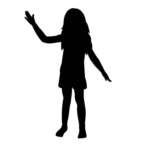 geïsoleerd, zwart silhouet van een kind, meisje - Vector, afbeelding