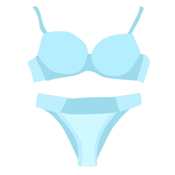 vector, isolated, lingerie, underpants and bra, blue - Wektor, obraz