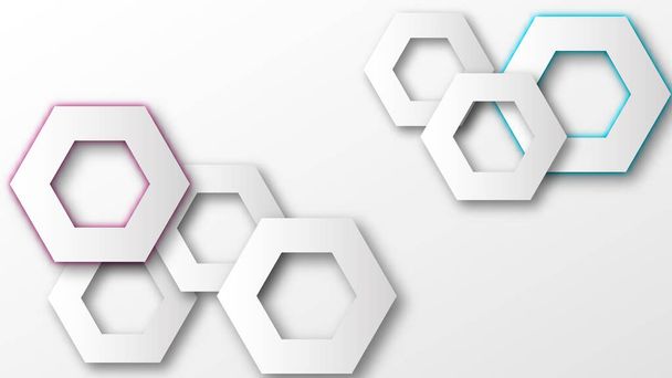 Hexagon technology background with cut paper geometric shapes. Vector illustration. - Vector, Image