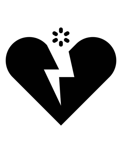 broken heart icon in black style isolated on white background.  - Vector, Image