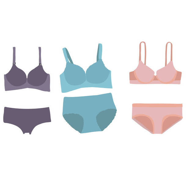  isolated, lingerie, underpants and bra on a white background, set, collection - Vector, afbeelding