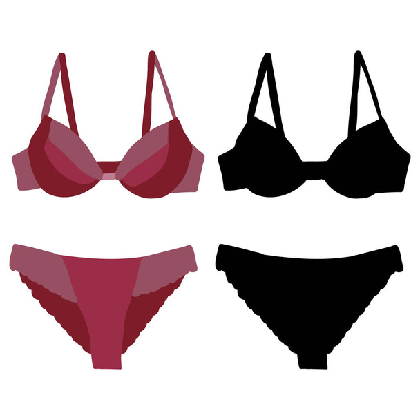 isolated, lingerie, underpants and bra with silhouette - Vector, Image