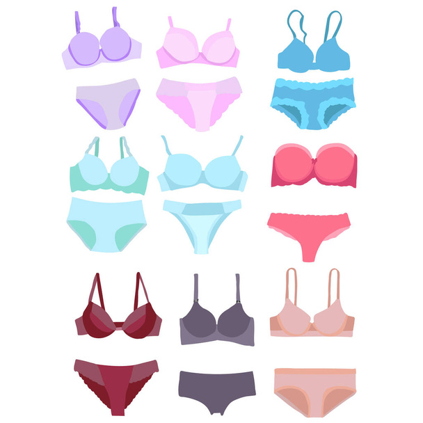  isolated, lingerie, bra and panties, set - Vector, Image