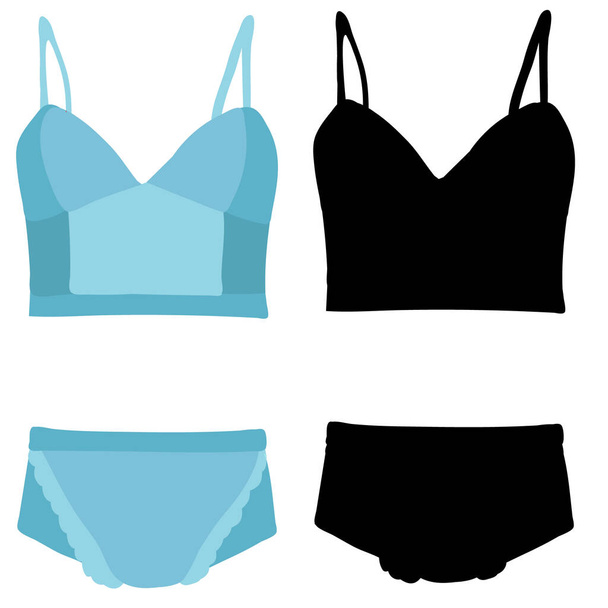 lingerie, with a silhouette, blue - Vector, Image