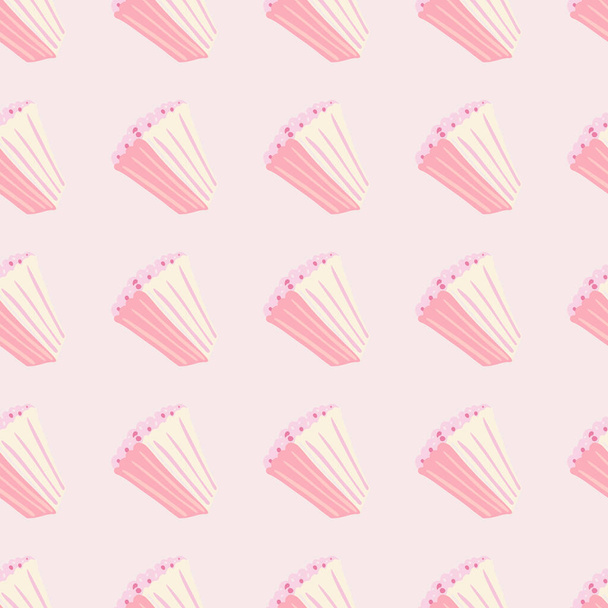 Einfaches, nahtloses Popcorn-Muster. Kritzeln Snack-Ornament auf stilisierten Kunstwerken in rosa Palette. Dekorativer Hintergrund für Tapeten, Textilien, Packpapier, Stoffdruck. Vektorillustration. - Vektor, Bild