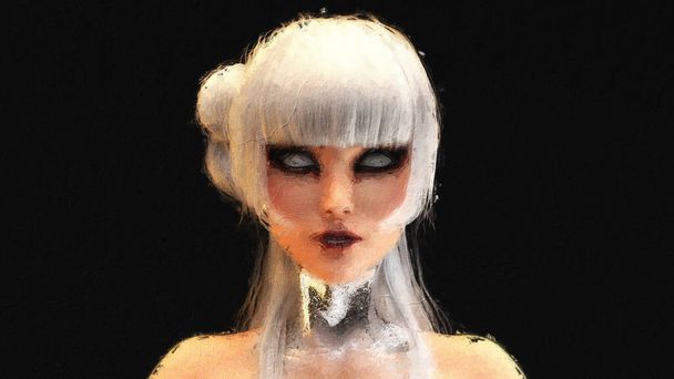 3D Illustration of a female face as an artistic digital painting - Foto, Imagem