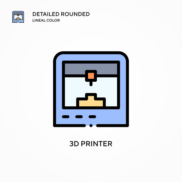 3D-tulostimen vektorikuvake. Nykyaikaiset vektorikuvauskäsitteet. Helppo muokata ja muokata. - Vektori, kuva