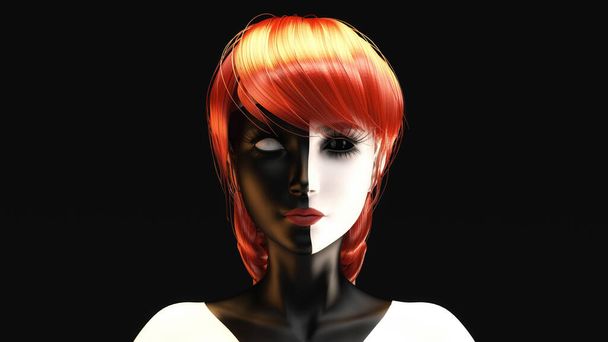 3D Illustration of a female face  - Fotoğraf, Görsel