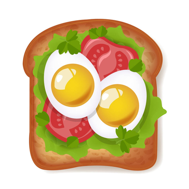 Sandwich With Eggs And Tomatoes Isolated - Vector, Image