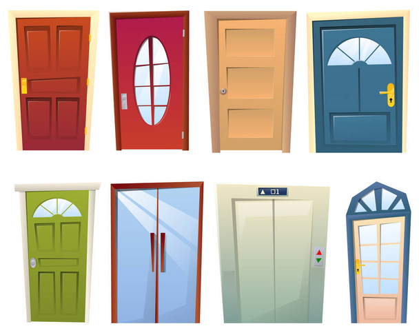 Набір з багатьох мультиплікаційних різних дверей
 - Вектор, зображення
