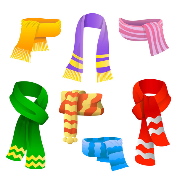 Set of scarves for boys and girls in cold weather - Vector, Image