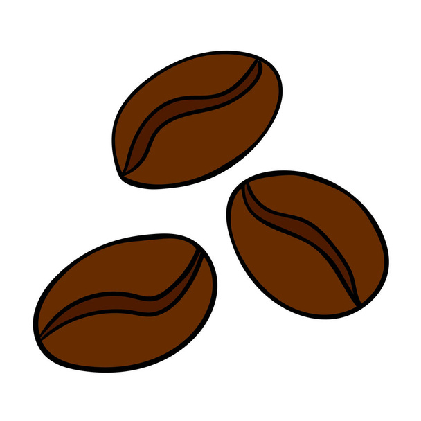 Cartoon Doodle lineare Kaffeebohnen isoliert auf weißem Hintergrund. Vektorillustration.  - Vektor, Bild