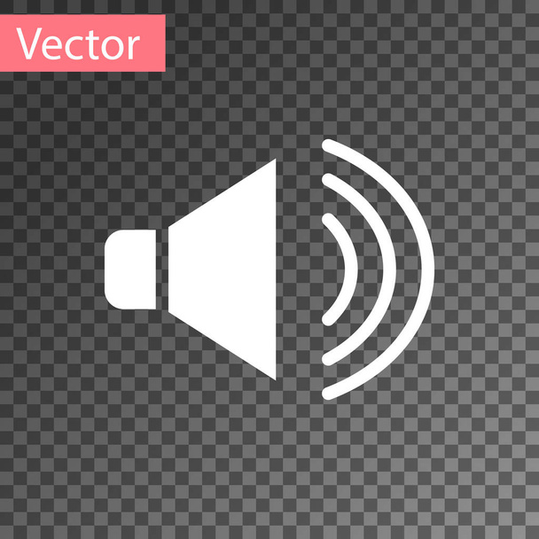 Volumen del altavoz blanco, símbolo de sonido de voz de audio, icono de música multimedia aislado sobre fondo transparente. Vector. - Vector, imagen