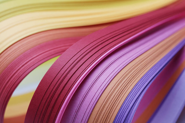 Abstract gradient color wave curl strip paper background. Template for prints, posters, cards. - 写真・画像