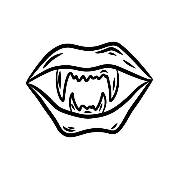 Vampire lips. Hand drawn vector illustration in doodle style, isolated on a white background. - Vektori, kuva