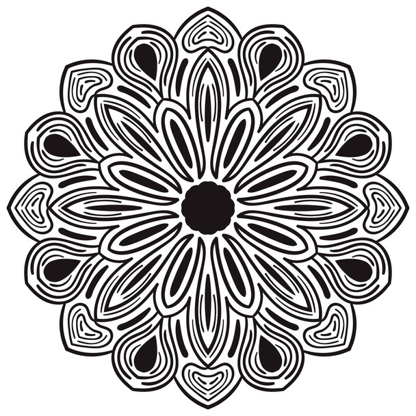 Mandala. Flor de garabato redonda ornamental aislada sobre fondo blanco. Elemento de círculo geométrico. Ilustración vectorial. - Vector, Imagen