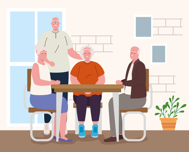 милі старі люди роблять діяльність на дому
 - Вектор, зображення
