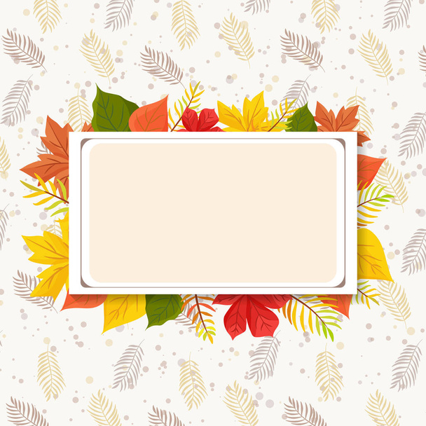 Autumn colorful background, fall backdrop. Fall season sale banner background. colorful maple and oak leaves border in light textured background for autumn marketing promotion.  - Photo, image