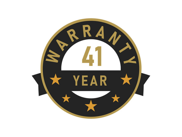 41 ans de garantie texte d'or avec l'image vectorielle badge noir - Vecteur, image