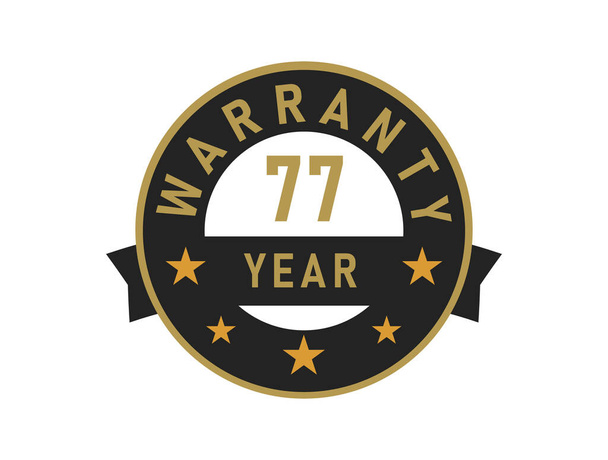 77 ans de garantie texte d'or avec l'image vectorielle badge noir - Vecteur, image