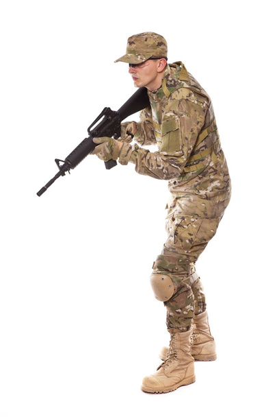 Soldier with rifle - Fotoğraf, Görsel