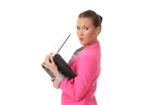 Houkutteleva nainen kannettava tietokone
 - Valokuva, kuva