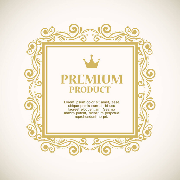 premium product label in gold frame decoration - Vektör, Görsel