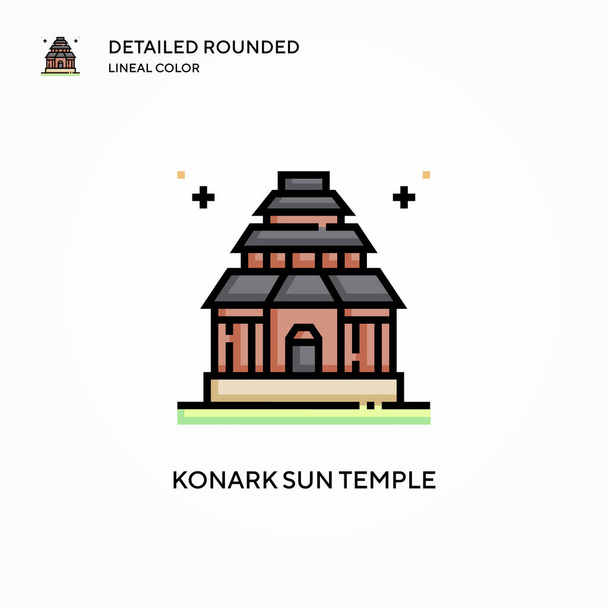 Konark sol icono del vector templo. Conceptos modernos de ilustración vectorial. Fácil de editar y personalizar. - Vector, Imagen