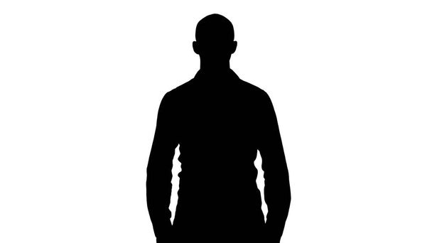 Silhouette Young arabic man smiling. - Photo, image