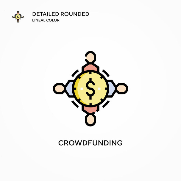 Εικονίδιο διανύσματος Crowdfunding. Σύγχρονες έννοιες διανυσματικής απεικόνισης. Εύκολο να επεξεργαστείτε και να προσαρμόσετε. - Διάνυσμα, εικόνα