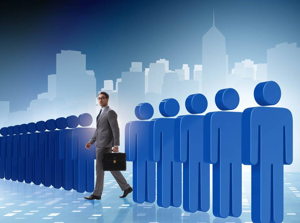 The standing out from crowd concept with businessman - Photo, Image