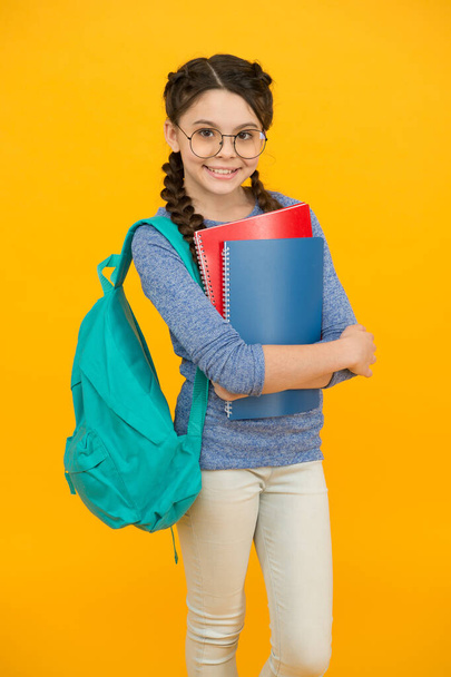 School student small girl going to school knowledge day, free education concept - Foto, Imagen