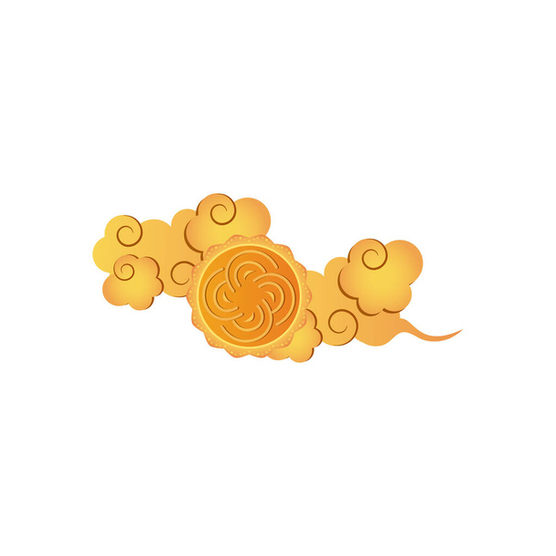 gelbes orientalisches Wolkensymbol, detaillierter Stil - Vektor, Bild