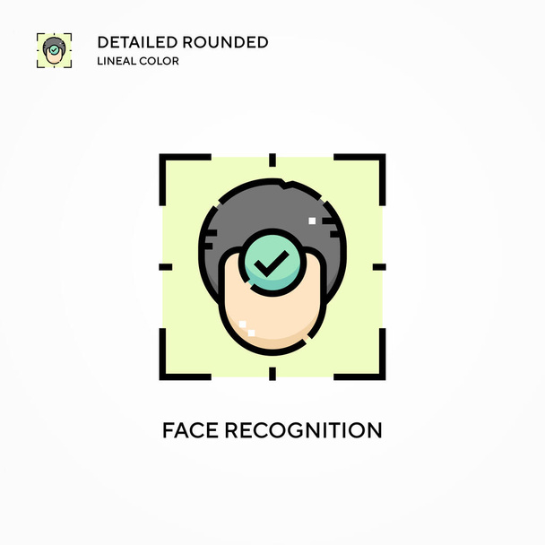 Icono de vector de reconocimiento facial. Conceptos modernos de ilustración vectorial. Fácil de editar y personalizar. - Vector, imagen