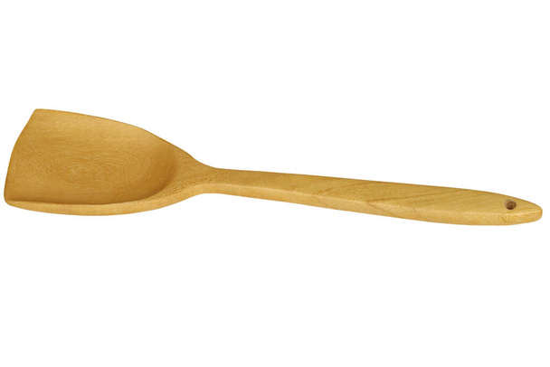 Wooden spatula isolated on white background with clipping path. - Photo, Image