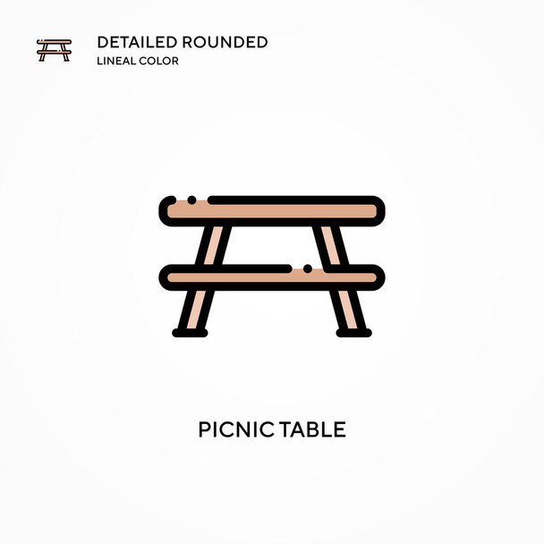 Picnic table vector icon. Modern vector illustration concepts. Easy to edit and customize. - Vector, Image