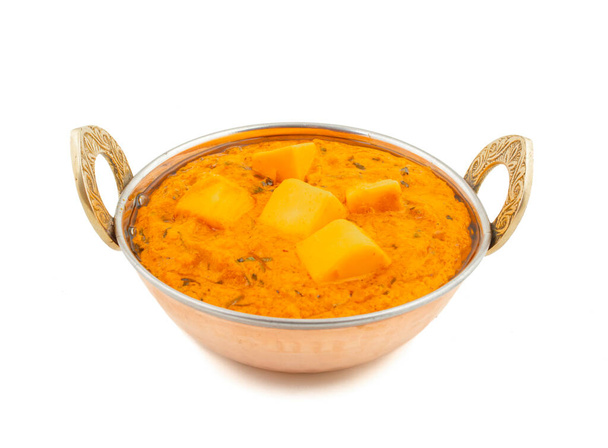 Indian Delicious Spicy Vegetarian Cuisine Paneer Toofani Also Know as Paneer Tufani, Toofani Paneer Masala or Dhaba Style Paneer Masala on isolated White Background - Photo, Image