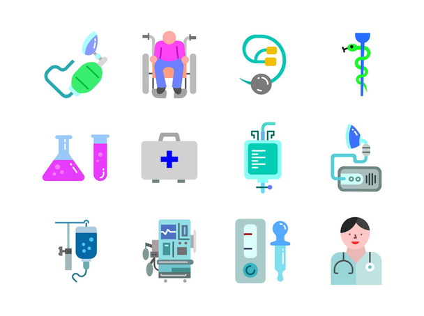 Design avanzato Icone a colori piatti Vettore sanitario e medico, stile 1 vol 4, adatte per web, applicazioni mobili e così via. - Vettoriali, immagini