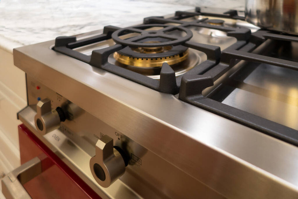 Home range buttons and burners stainles steel and cast iron  Burner Grates pot rests - Photo, Image