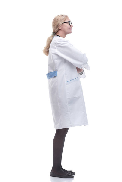 side view. friendly female doctor looking forward - Photo, Image