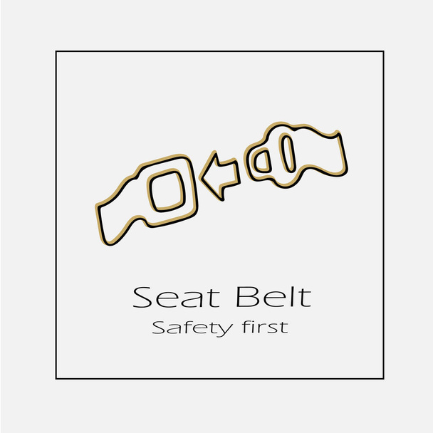 シートベルトの安全性は、最初にベクトルアイコンがステップ10 。手描きイラスト. - ベクター画像